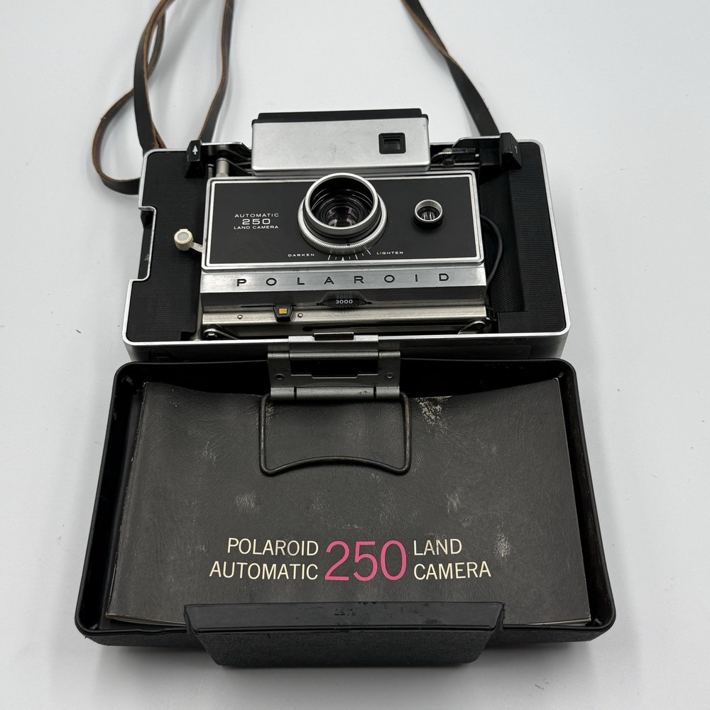 Vintage Polaroid Automatic 250 Land Camera Case Manual Untested 1967 USA